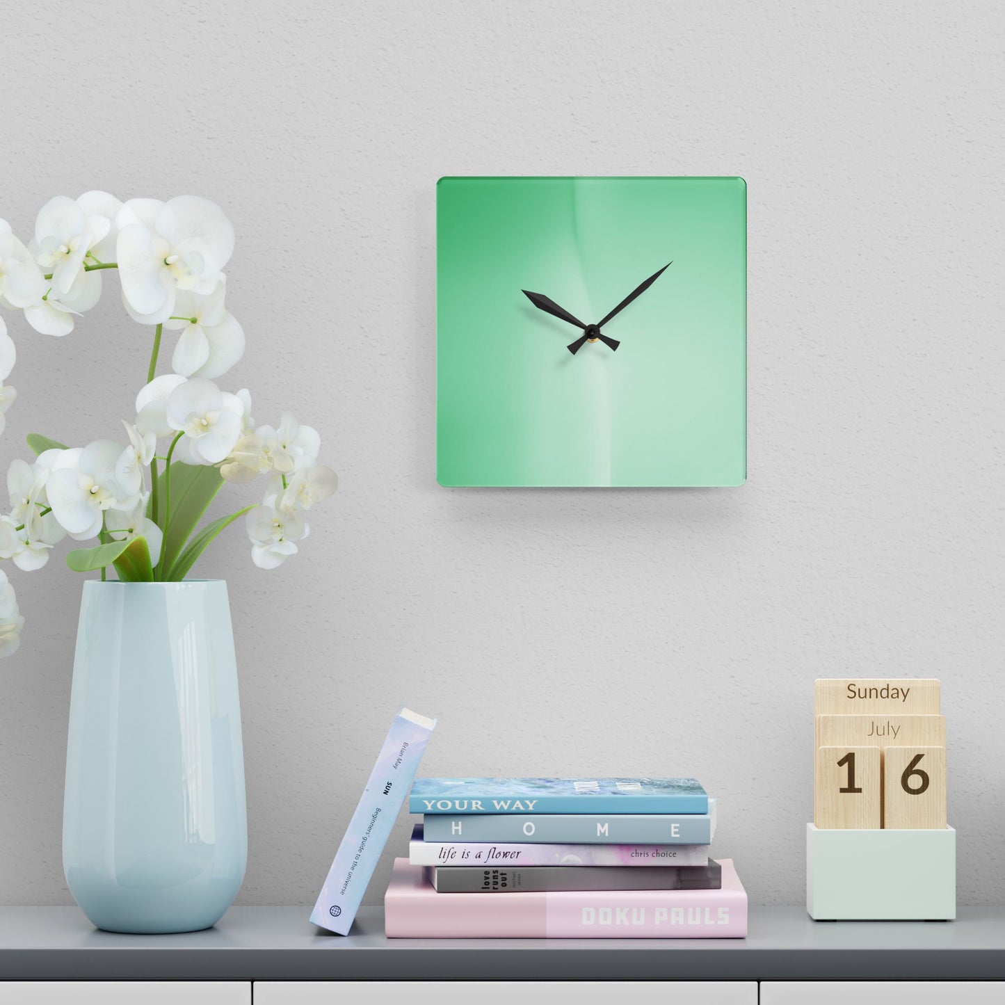 Mint Fade Acrylic Wall Clock, Round or Square, 10.75" x 10.75"