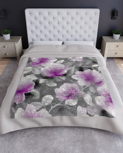 Purple Blossom Floral Bunch Crushed Velvet Blanket, 50" x 60"