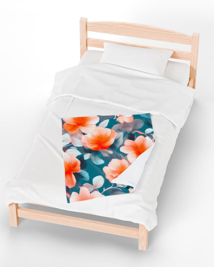 Orange Blossom Floral Bunch Velveteen Plush Blanket, 30" x 40"