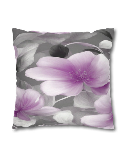 Purple Blossom Floral Bunch Spun Polyester Square Pillowcase, 14" x 14"