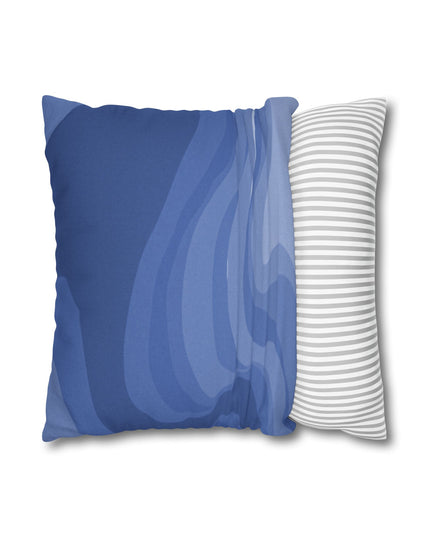 Deep Blue Wavey Spun Polyester Square Pillowcase, 14" x 14"