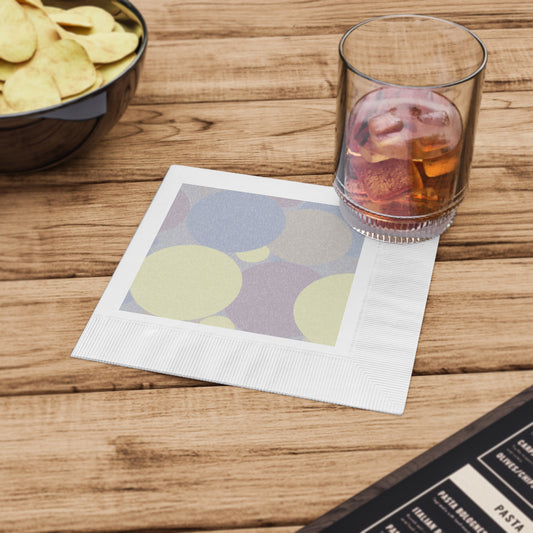 Pastel Soft Blue and Soft White Patches White Coined Napkins, 6.5" x 6.5"