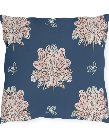 Rose White Floral Butterflies 16" x 16" Outdoor Pillow