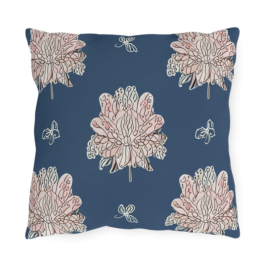 Rose White Floral Butterflies 16" x 16" Outdoor Pillow