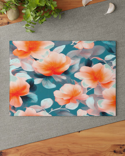 Orange Blossom Floral Bunch Glass Cutting Board, 8" x 11"