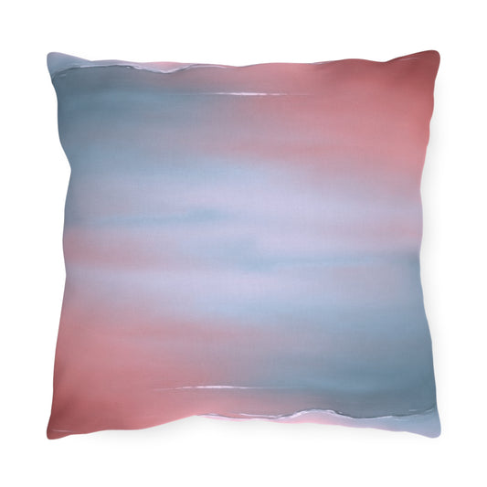 Gray Sea Pink Fog 16" x 16" Outdoor Pillow