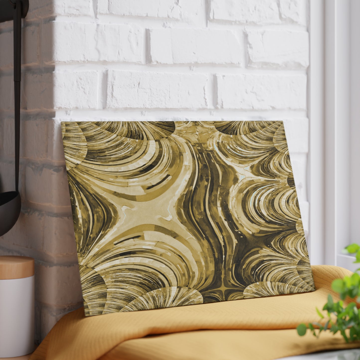 Uzi Spiral Light Brown Pastel 8" x 11" Glass Cutting Board
