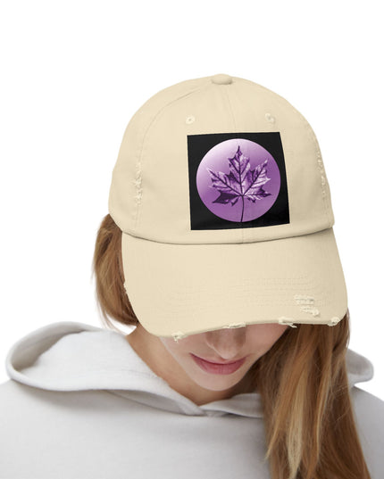 Purple Maple Leaf Unisex Distressed Cap