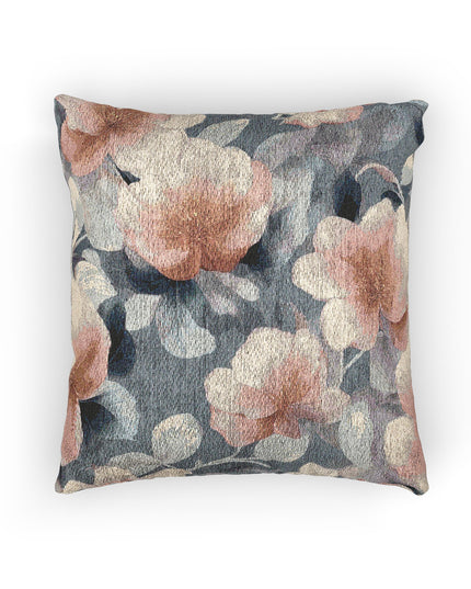 Red White Florals Woven Pillow, 17" x 18"