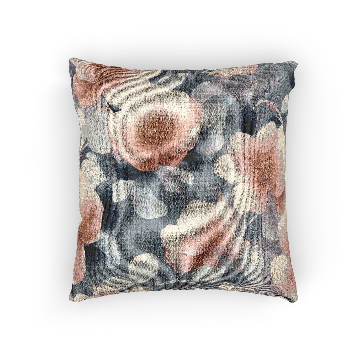Red White Florals Woven Pillow, 17" x 18"