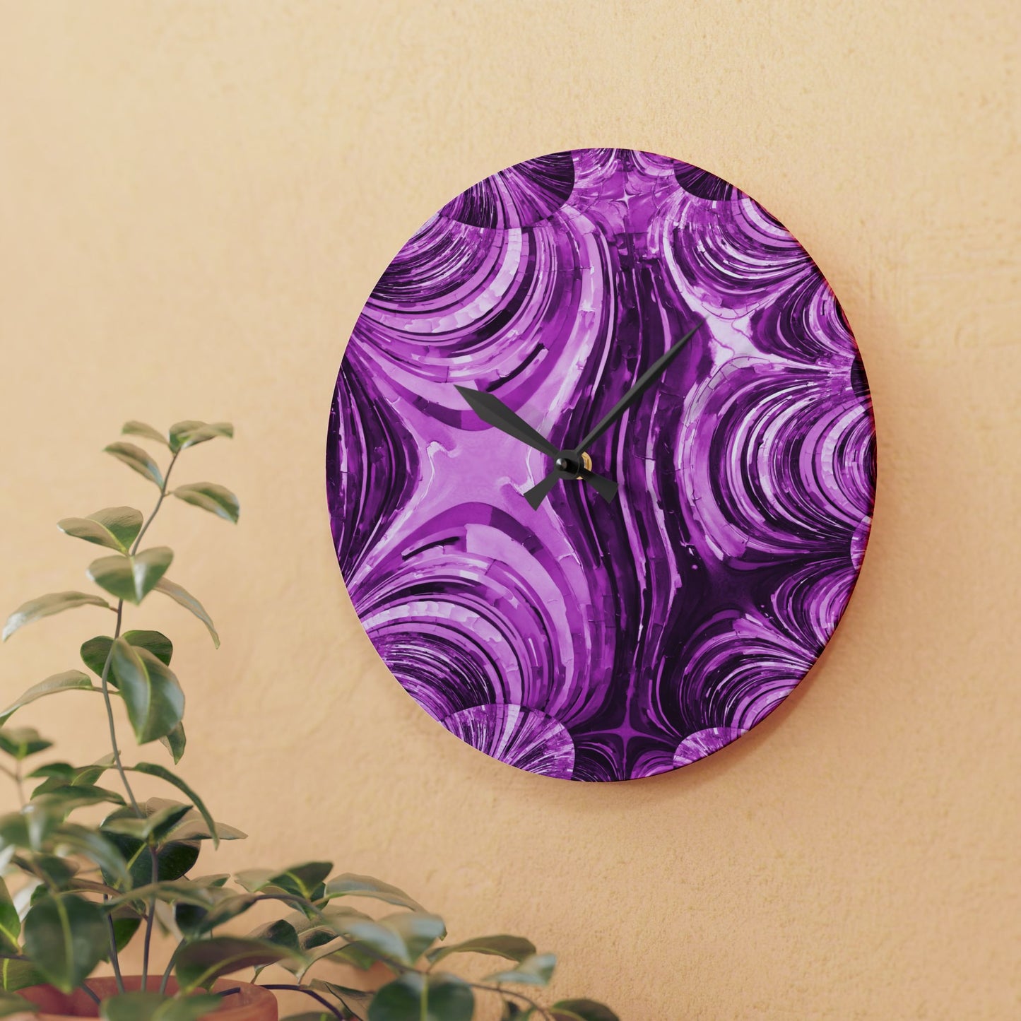 Uzi Spiral Powder Lavender Acrylic Wall Clock, Round or Square, 10.75" x 10.75"