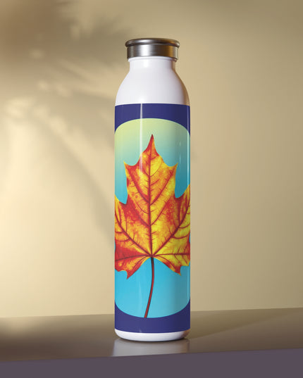 Alpha Maple Leaf Slim Water Bottle, 20 oz White