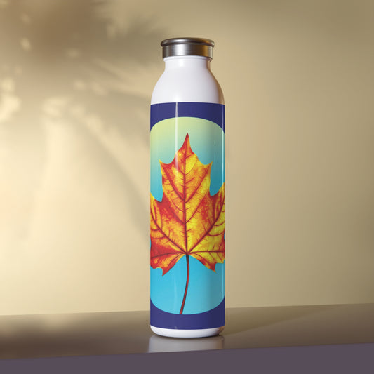 Alpha Maple Leaf Slim Water Bottle, 20 oz White