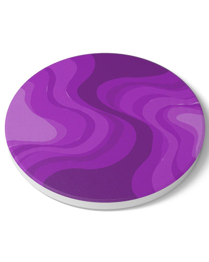 Wavey Purple Wavey 4" x 4" Round Ceramic Coaster