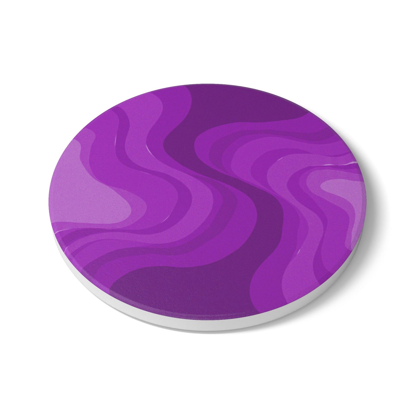 Wavey Purple Wavey 4" x 4" Round Ceramic Coaster