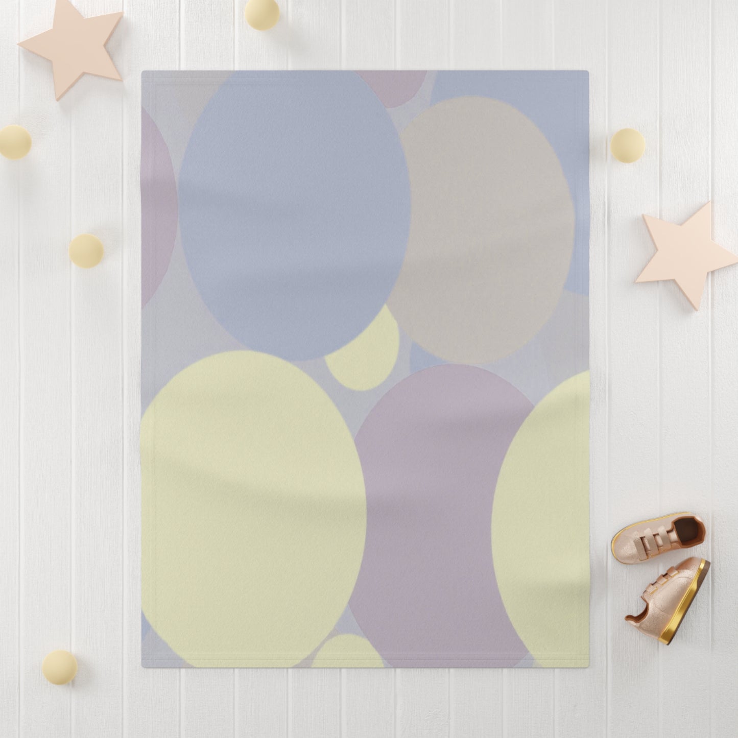 Pastel Soft Blue and Soft White Patches Soft Fleece Baby Blanket, 30" x 40"