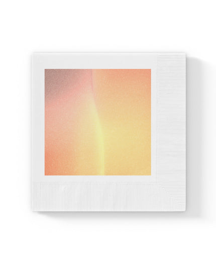 Hot Peach Fade White Coined Napkins, 6.5" x 6.5"