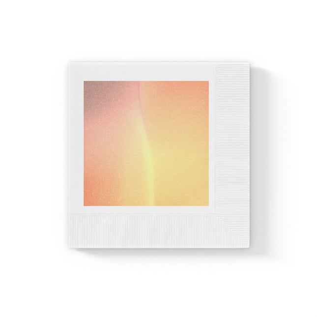 Hot Peach Fade White Coined Napkins, 6.5" x 6.5"