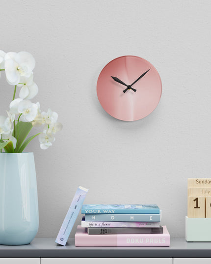 Rose Red Fade Acrylic Round Wall Clock, 8" x 8"