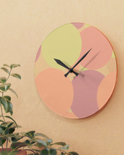 Pastel Hot Peach Patches Acrylic Wall Clock, Round or Square, 10.75" x 10.75"