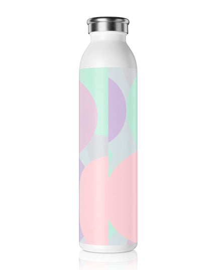 Pastel Peach and Soft Green Patches Slim Water Bottle, 20 oz White