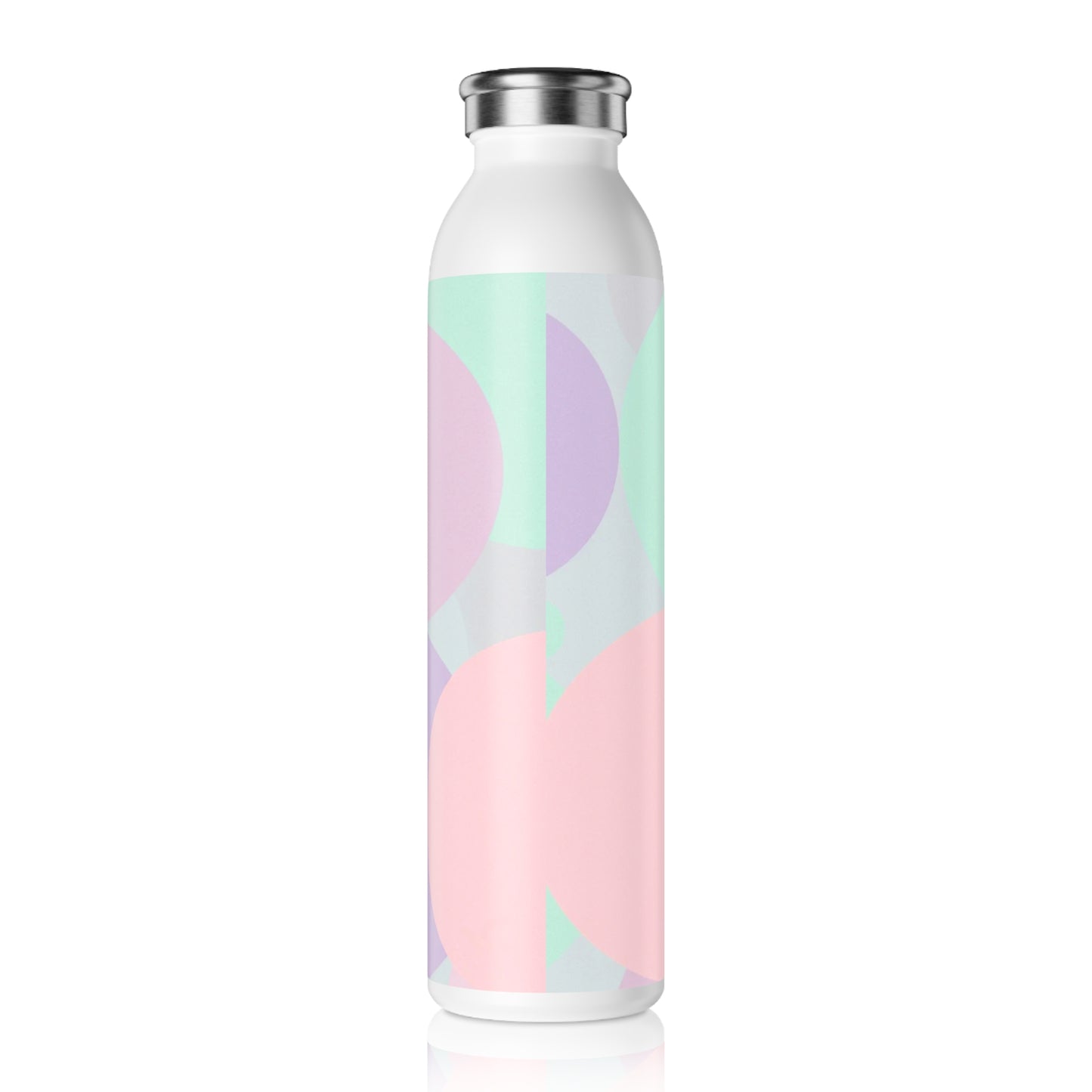 Pastel Peach and Soft Green Patches Slim Water Bottle, 20 oz White