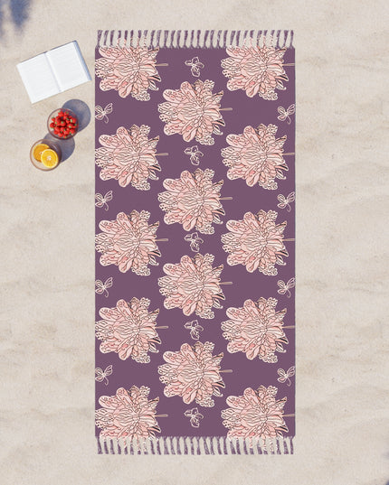 Pink Floral Butterflies 38" × 81" Boho Beach Cloth