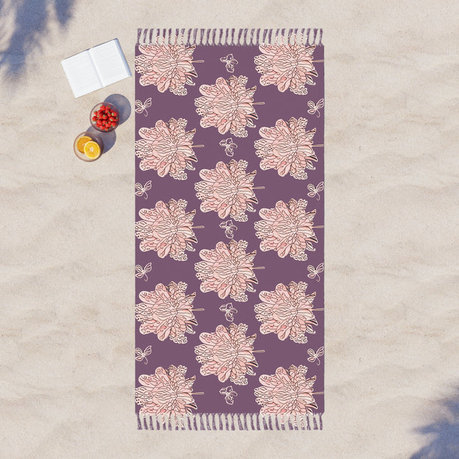 Pink Floral Butterflies 38" × 81" Boho Beach Cloth