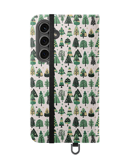 Mini Vintage Green Trees Flip Cases, Samsung Galaxy S24 Plus
