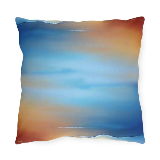 Blue Sea Red Orange Fog 16" x 16" Outdoor Pillows