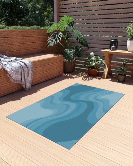 Sky Blue Wavey 36" x 60" Outdoor Rug
