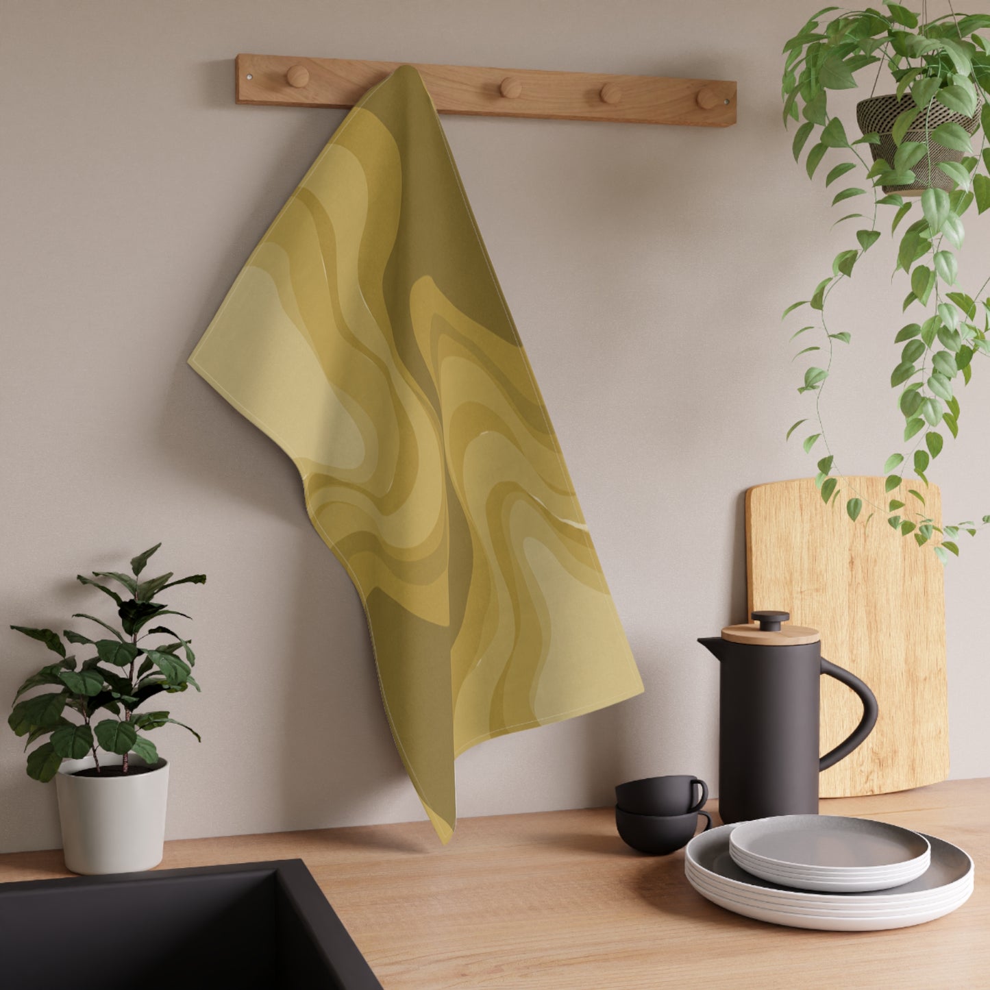 Brown Wavey Tea Towels (cotton, poly), 18" x "30