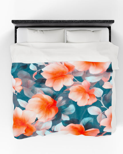 Orange Blossom Floral Bunch Velveteen Plush Blanket, 60" x 80"