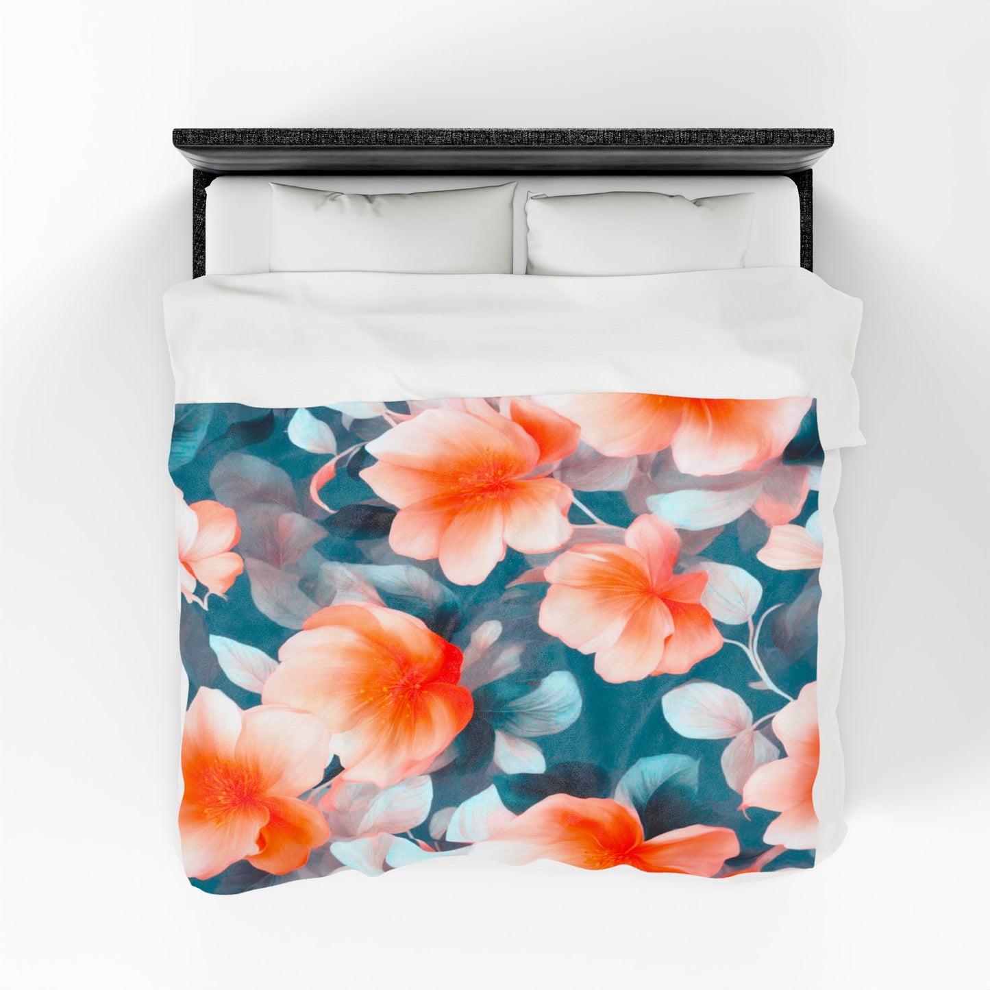 Orange Blossom Floral Bunch Velveteen Plush Blanket, 60" x 80"