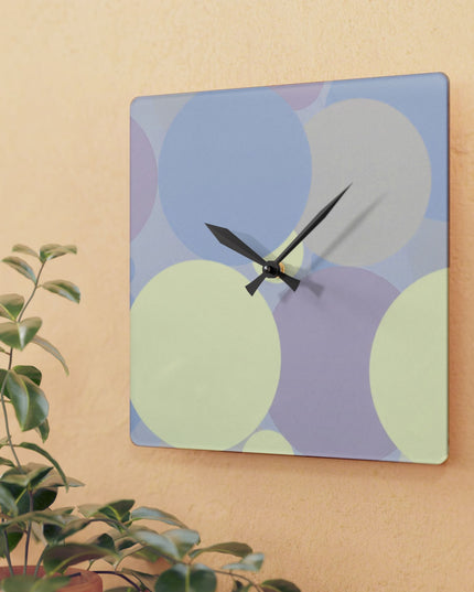 Pastel Soft Blue and Soft White Patches Acrylic Wall Clock, Round or Square, 10.75" x 10.75"