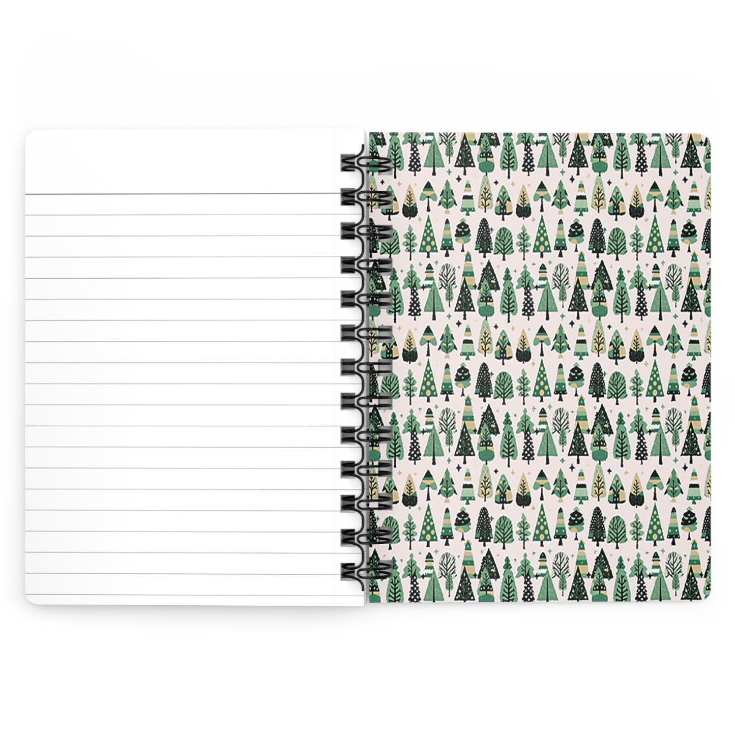 Mini Vintage Green Trees Spiral Bound Journal, 5" x 7" 150 pages