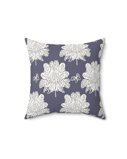 White Floral Butterflies 14" x 14" Faux Suede Square Pillow