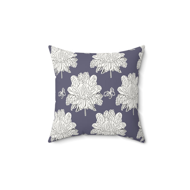 White Floral Butterflies 14" x 14" Faux Suede Square Pillow