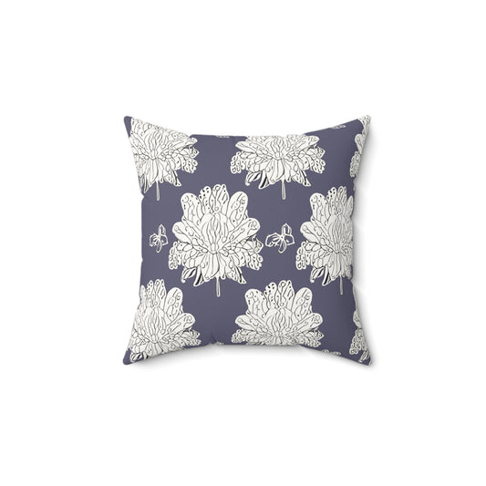 White Floral Butterflies 14" x 14" Faux Suede Square Pillow