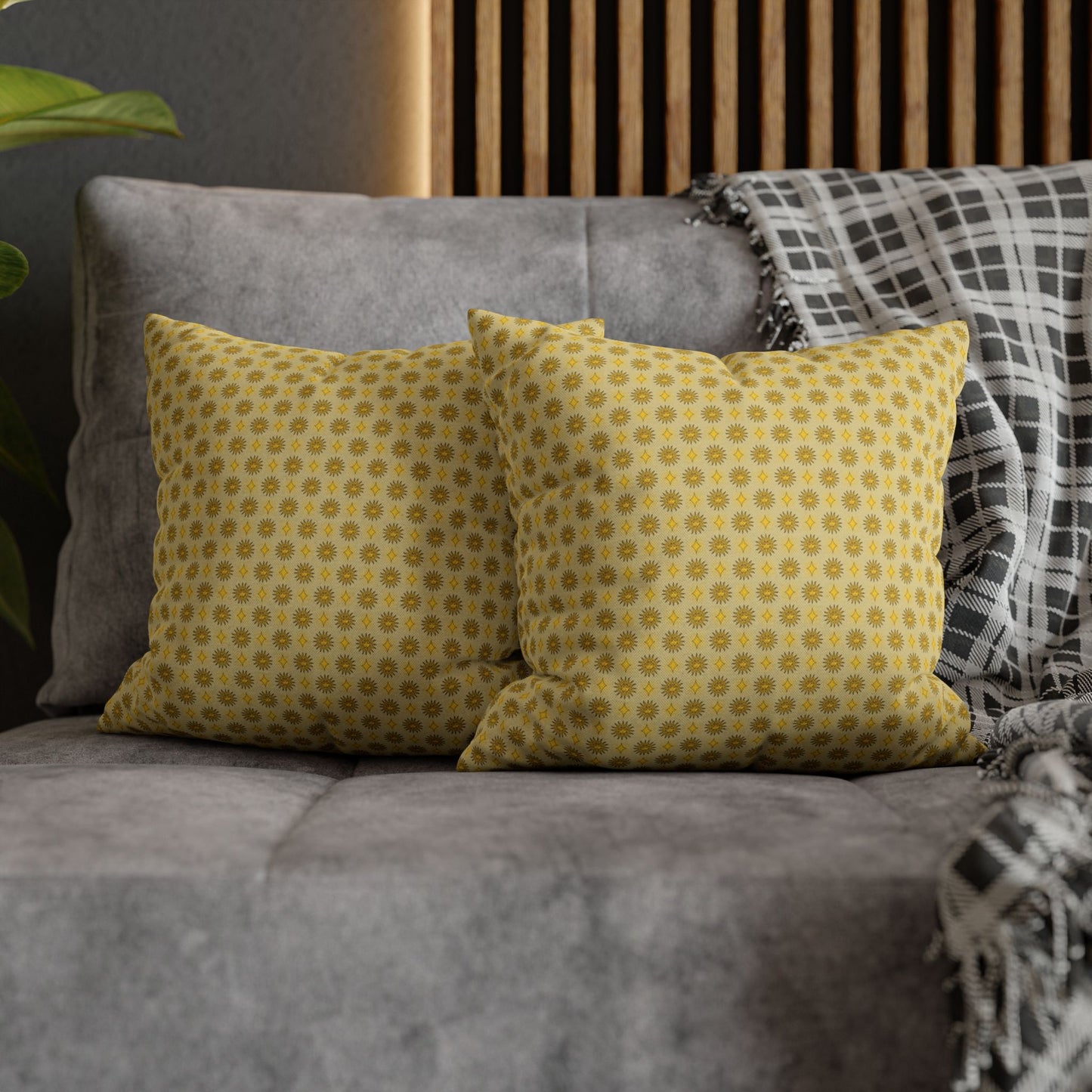 Lemongrass Star-crossed Bodies Spun Polyester Square Pillowcase, 14" x 14"