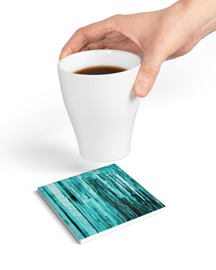 Striped Tif 4" x 4" Square Ceramic Coaster