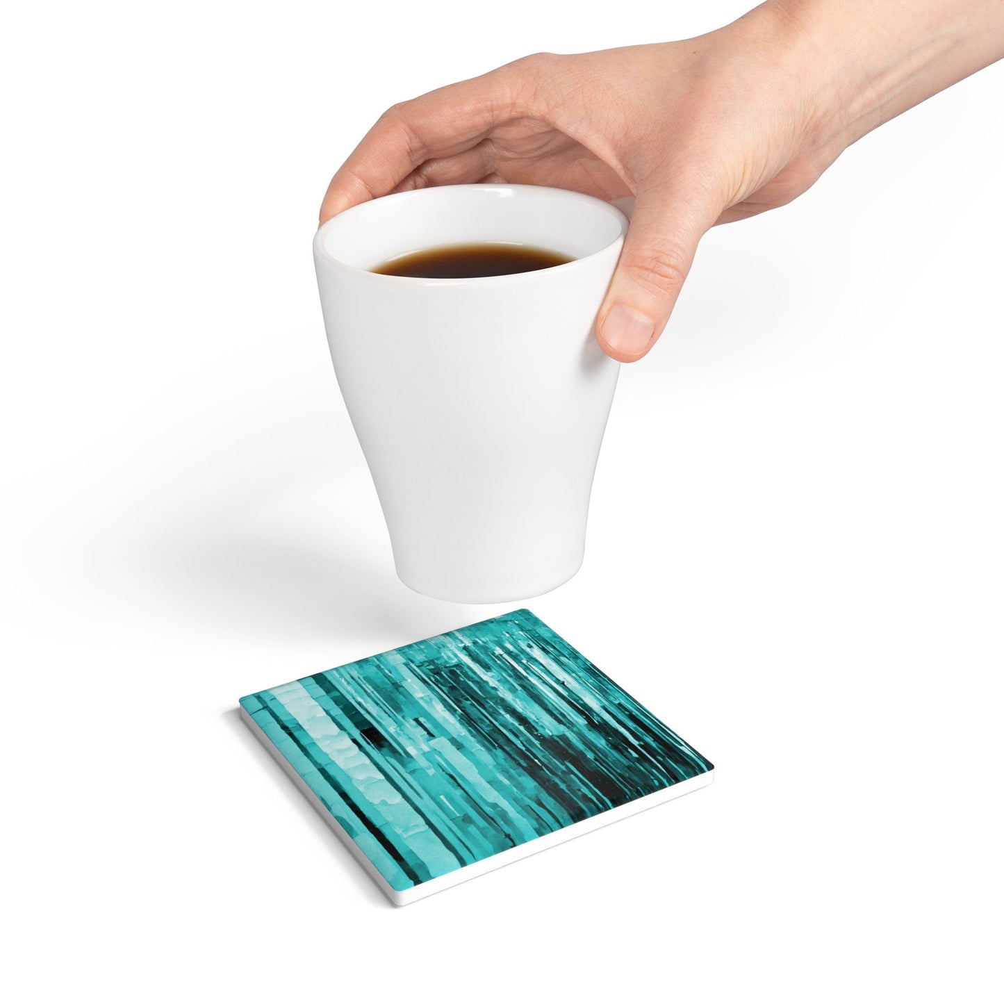 Striped Tif 4" x 4" Square Ceramic Coaster