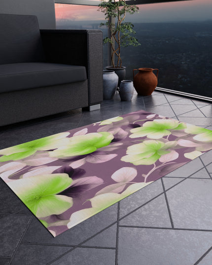 Lime Lavender Floral Bunch Outdoor Rug, 36" x 60"