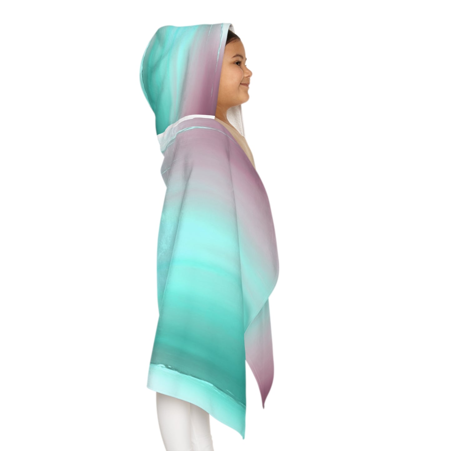 Green Sea Lavender Fog Youth Hooded Towel, 24" x 48"