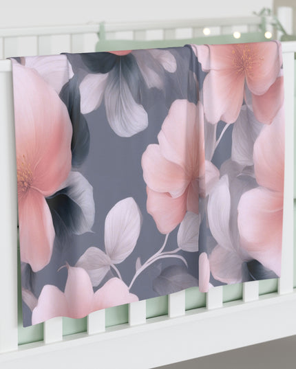 Peach and Blue Gray Floral Bunch Baby Swaddle 30″×40″ Blanket