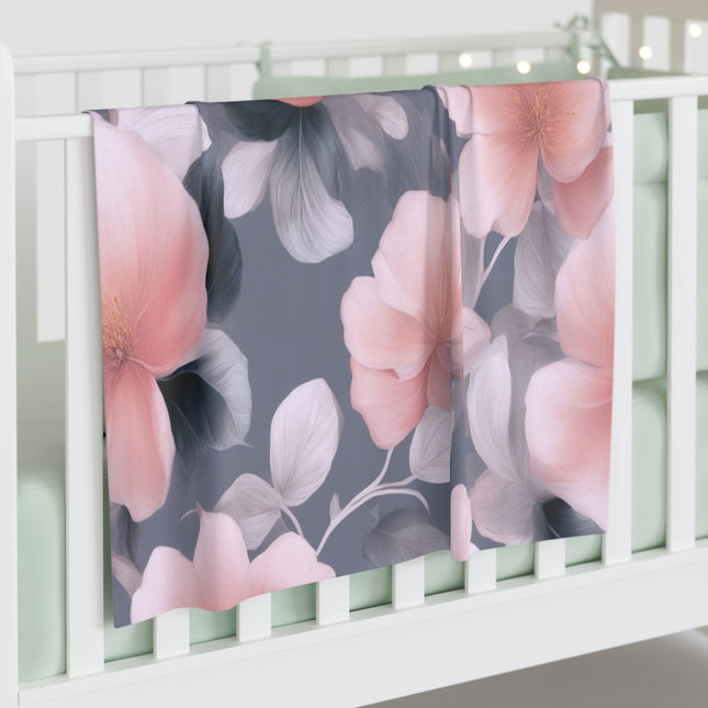 Peach and Blue Gray Floral Bunch Baby Swaddle 30″×40″ Blanket
