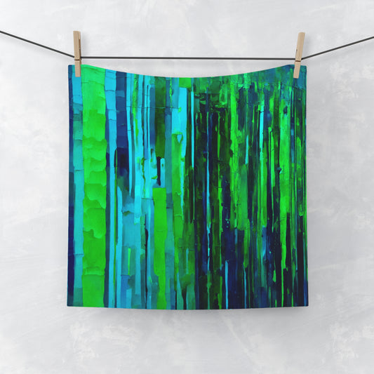 Striped Blue Green Towel, 13" x 13"