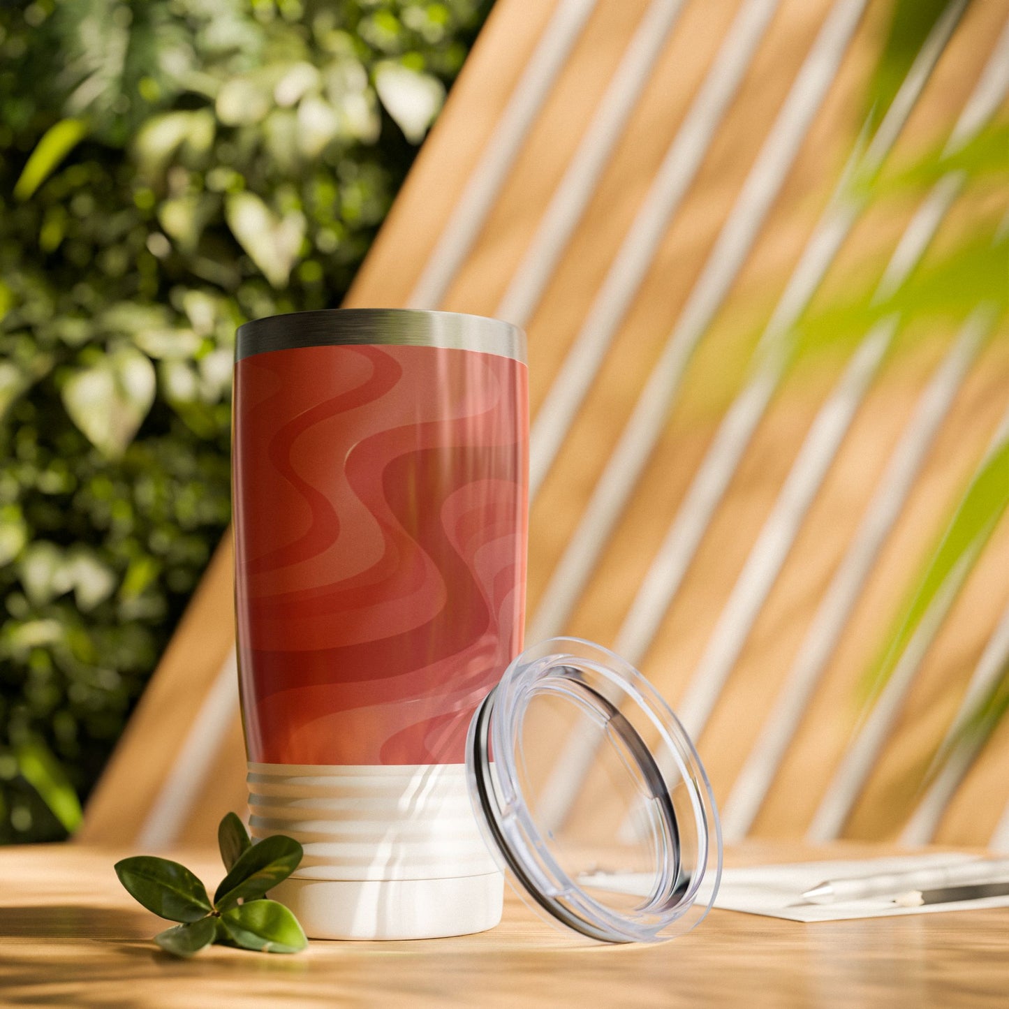 Power Red Wavey Ringneck Tumbler, 20oz in white, steel and black