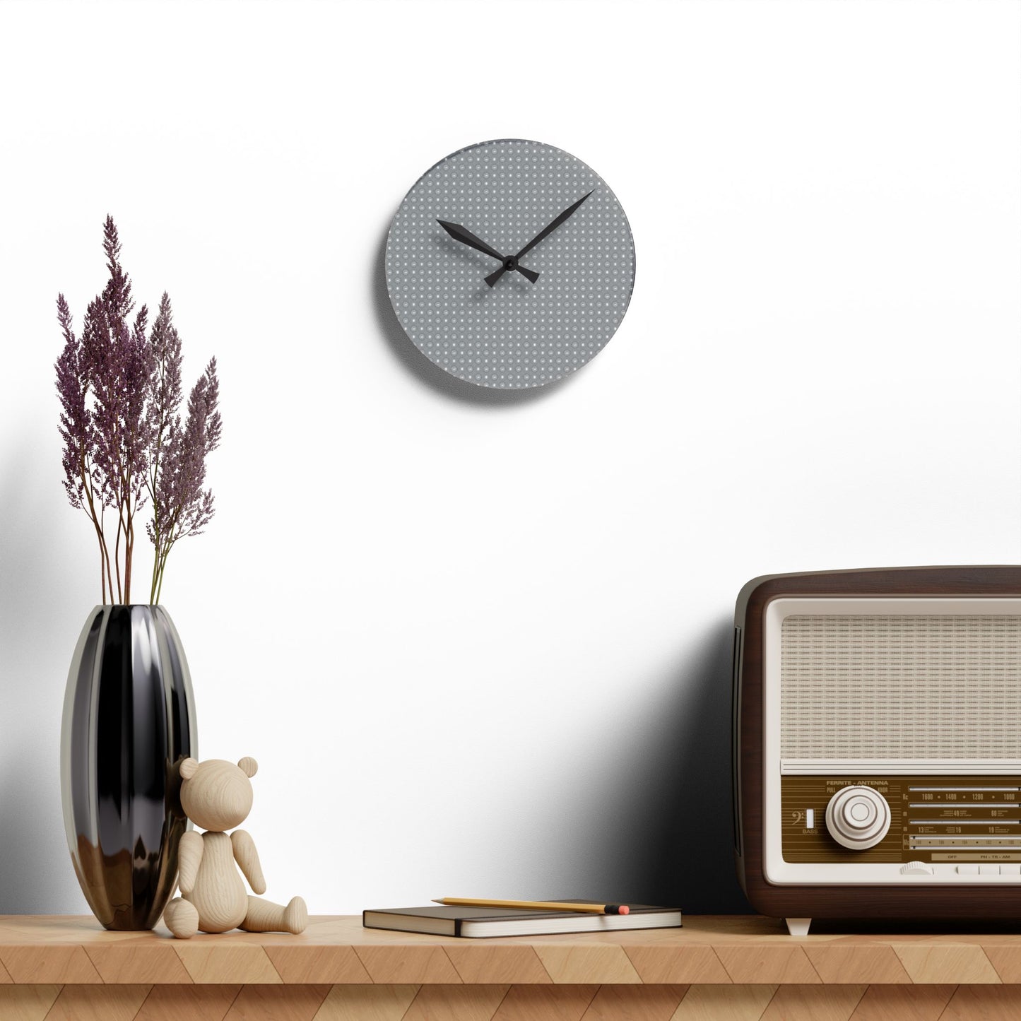 Desaturated Star-crossed Bodies Acrylic Round Wall Clock, 8" x 8"