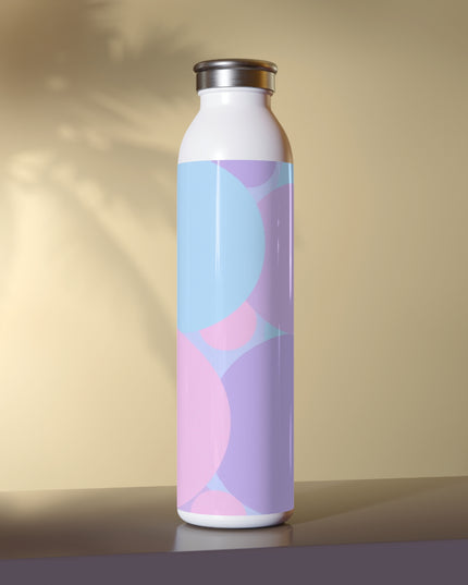 Pastel Purple and Mauve Patches Slim Water Bottle, 20 oz White